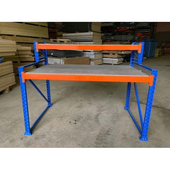 2 Tier Heavy Duty Workstation With Chipboard Shelves - UK Pallet Racking