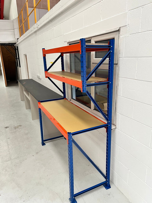 4 Tier Heavy Duty Packing Workbench 2000mm h x 600mm d x 2100mm w - UK Pallet Racking