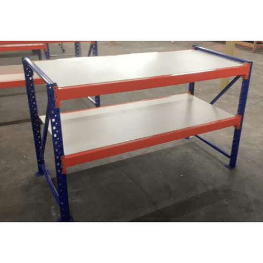 Heavy Duty Workstation With 2 Tier Chipboard Shelves - UK Pallet Racking