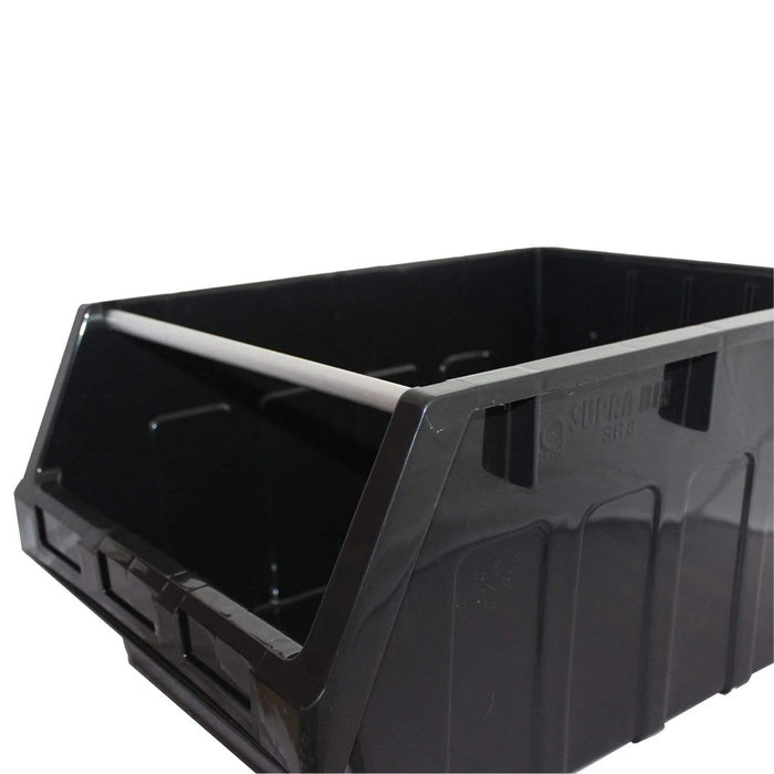 Large Stack and Nest Supra Storage Bins Black 300 x 425 x 600 - UK Pallet Racking