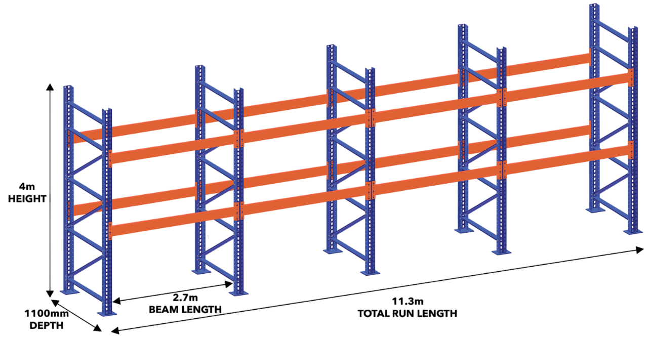 New 12m High Heavy Duty Pallet Racking with Various Number of Levels - UK Pallet Racking