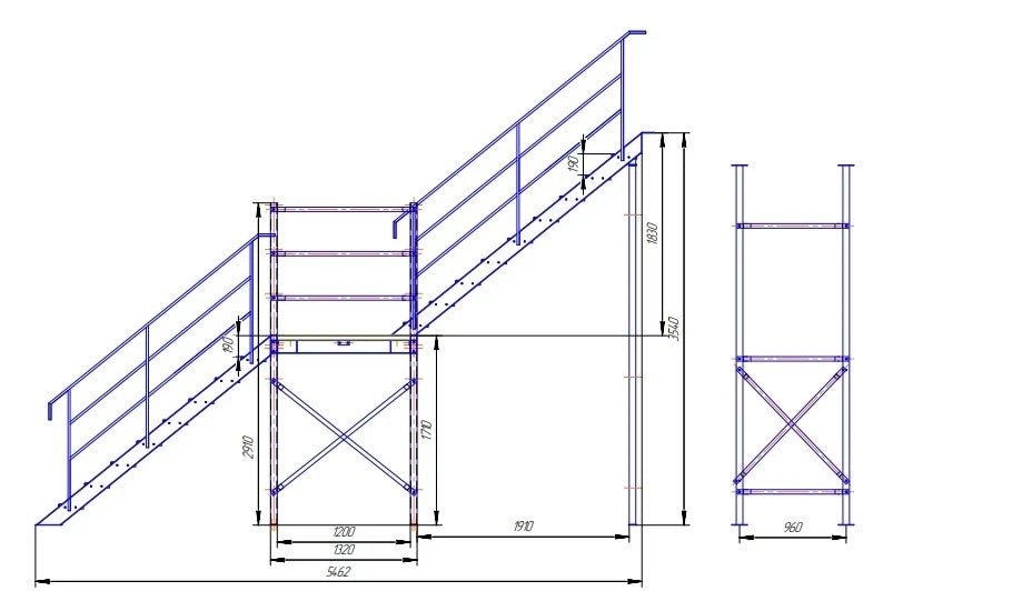 New Heavy Duty Mezzanine Steel Staircase Steps Platform 3540mm - UK Pallet Racking