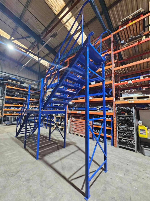 New Heavy Duty Mezzanine Steel Staircase Steps Platform 3540mm - UK Pallet Racking